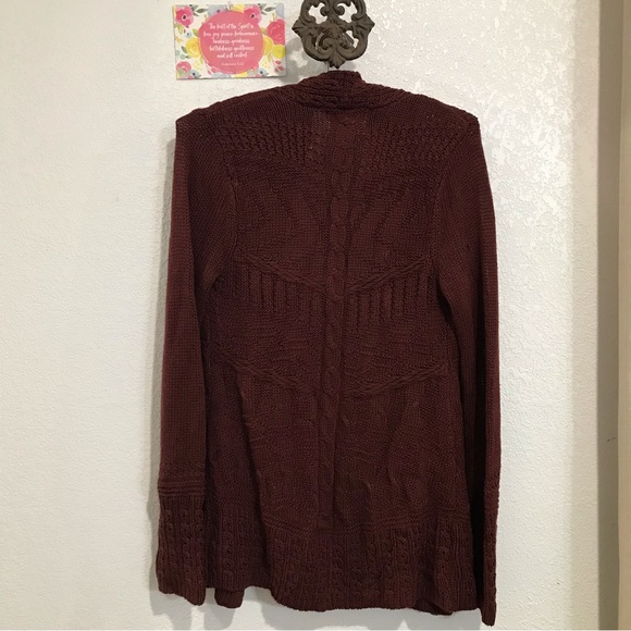 Skies Are Blue Open Front Knit Cardigan Sweater Maroon Sz XS - Picture 4 of 9